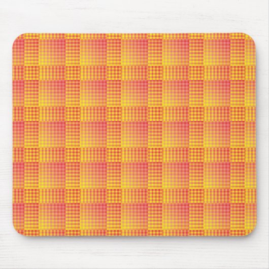 Rot Gelb Karo abstraktes Muster Mousepad (Vorne)