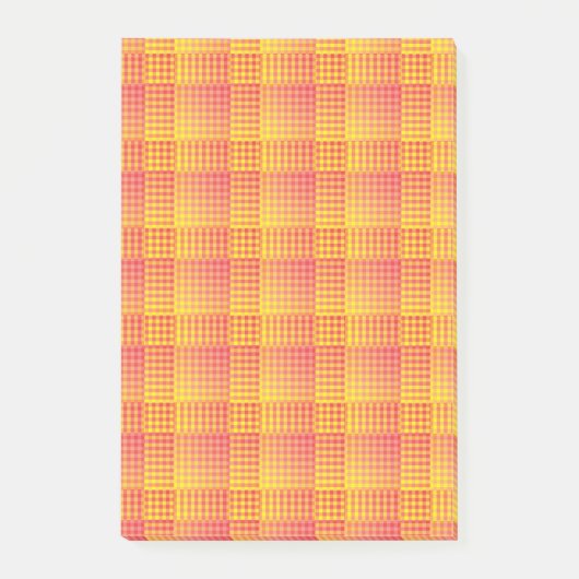 Rot Gelb Karo abstraktes Muster Post-it Klebezettel (Vorderseite)