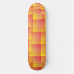 Rot Gelb Karo abstraktes Muster Skateboard