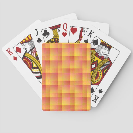 Rot Gelb Karo abstraktes Muster Spielkarten (Rückseite)
