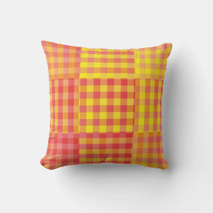 Rot Gelb Karo Patchwork Muster Kissen