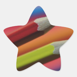 Rot-Gelb-Kreise1412 PENCIL CRAYONS FARBE Stern-Aufkleber