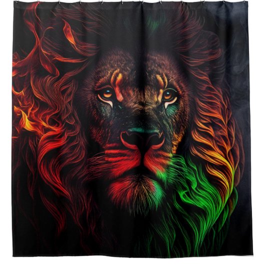 Rot-Gelb-Löwe 01 Duschvorhang (Vorderseite)