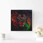 Rot-Gelb-Löwe 01 Quadratische Wanduhr (Zuhause)