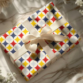 Rot Gelb Marineblau Geometrisches Diamantmuster Geschenkpapier