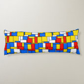 Rot-Gelb-Mondrian-Schwarz-Quatrefolie 3 Monogramm Seitenschläferkissen (Rückseite)