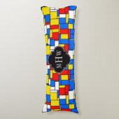 Rot-Gelb-Mondrian-Schwarz-Quatrefolie 3 Monogramm Seitenschläferkissen (Vorderseite Vertikal)
