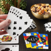 Rot-Gelb-Mondrian-Schwarz-Quatrefolie 3 Monogramm Spielkarten (In Situ)