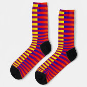 Rot Gelb Orange Blau Gestreiftes Muster Socken (Linkes Detail)