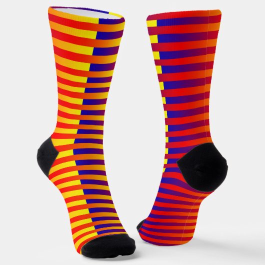 Rot Gelb Orange Blau Gestreiftes Muster Socken (Gewinkelt)