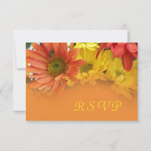 Rot, gelb, orange Blume UAWG Hochzeit RSVP Karte (Rückseite)