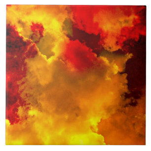 Rot-gelb-orangefarbene Wolken abstrakte digitale K Fliese