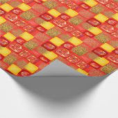 Rot-Gelb-Quadrat Imitate Glitzer Opal Geschenkpapier (Ecke)