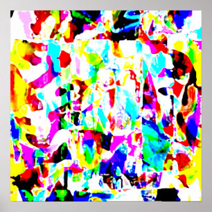 Rot-Gelb-Rosa Aqua Paint Splashes Medley Design Poster