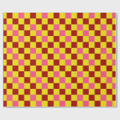 Rot Gelb Rosa Kariertes Musterdesign Geschenkpapier (Flach)