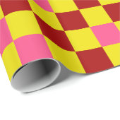 Rot Gelb Rosa Kariertes Musterdesign Geschenkpapier (Rolleneckpunkt)