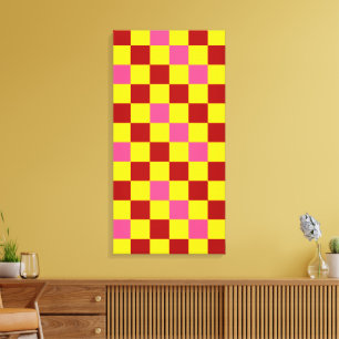 Rot Gelb Rosa Kariertes Musterdesign  Leinwanddruck