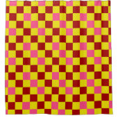 Rot Gelb Rosa Karomuster Design Duschvorhang (Vorderseite)
