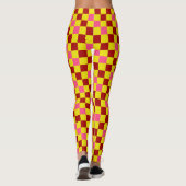 Rot Gelb Rosa Karomuster Design Leggings (Rückseite)