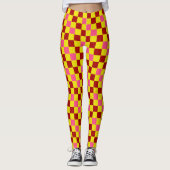 Rot Gelb Rosa Karomuster Design Leggings (Vorderseite)