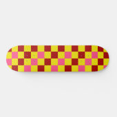 Rot Gelb Rosa Karomuster Design Skateboard (Horizontal)
