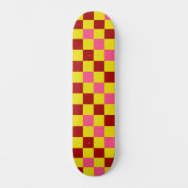 Rot Gelb Rosa Karomuster Design Skateboard (Vorderseite)
