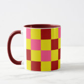 Rot Gelb Rosa Karomuster Design  Tasse (Links)