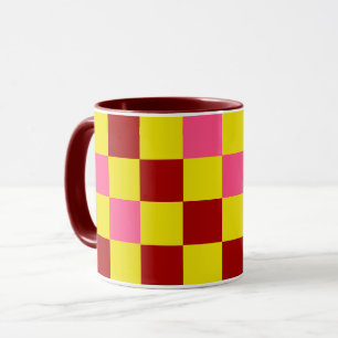 Rot Gelb Rosa Karomuster Design  Tasse