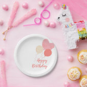 Rot-Gelb-Rosa Niedliche Balloons glücklich Geburts Pappteller (Party)