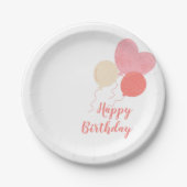 Rot-Gelb-Rosa Niedliche Balloons glücklich Geburts Pappteller (Vorderseite)