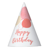 Rot-Gelb-Rosa Niedliche Balloons glücklich Geburts Partyhütchen (Vorderseite)