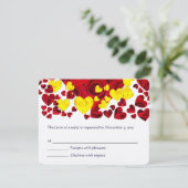 Rot-Gelb-Rose-Herz-UAWG RSVP Karte (Stehend Vorderseite)