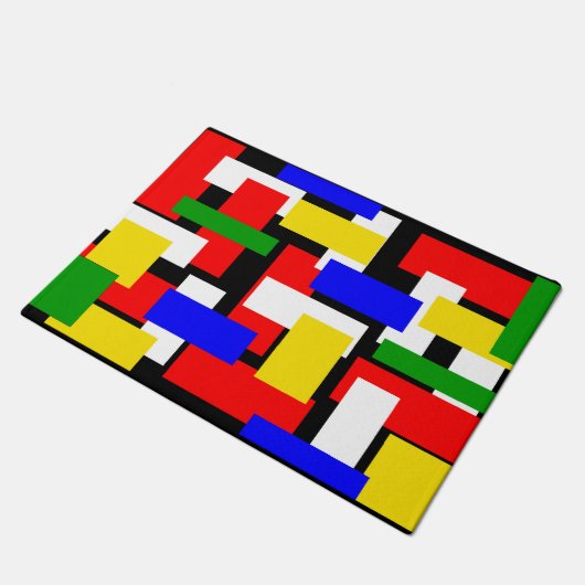 Rot, Gelb, Schwarz, Blau und Grün Fußmatte (Schrägansicht)