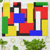 Rot, Gelb, Schwarz, Blau und Grün Geschirrtuch (Gefaltet)