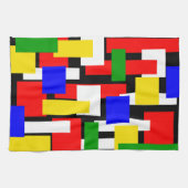Rot, Gelb, Schwarz, Blau und Grün Geschirrtuch (Horizontal)