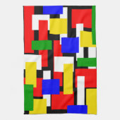 Rot, Gelb, Schwarz, Blau und Grün Geschirrtuch (Vertikal)