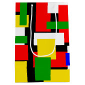 Rot, Gelb, Schwarz, Blau und Grün Mittlere Geschenktüte (Rückseite)