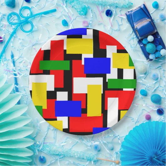 Rot, Gelb, Schwarz, Blau und Grün Pappteller (Party)