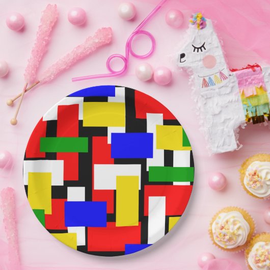 Rot, Gelb, Schwarz, Blau und Grün Pappteller (Party)