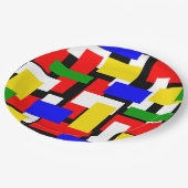 Rot, Gelb, Schwarz, Blau und Grün Pappteller (Schrägansicht)