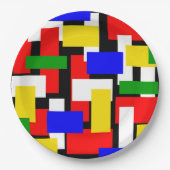 Rot, Gelb, Schwarz, Blau und Grün Pappteller (Vorderseite)