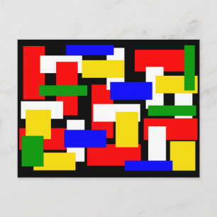 Rot, Gelb, Schwarz, Blau und Grün Postkarte