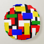 Rot, Gelb, Schwarz, Blau und Grün Rundes Kissen (Vorderseite)