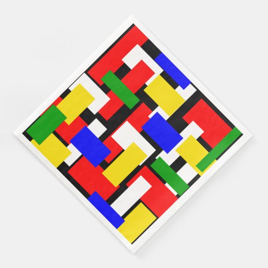 Rot, Gelb, Schwarz, Blau und Grün Serviette (Ecke)