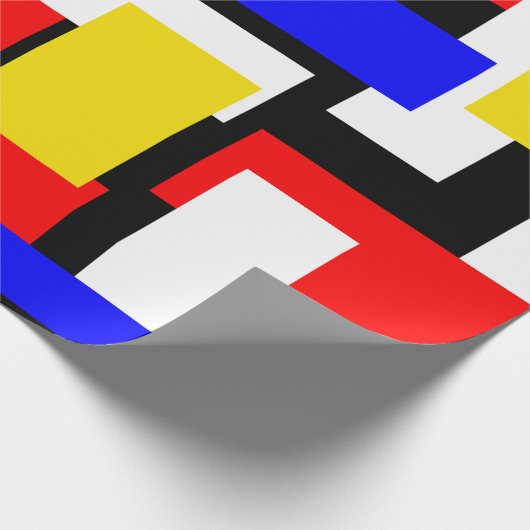 Rot, Gelb, Schwarz und Blau Geschenkpapier (Ecke)