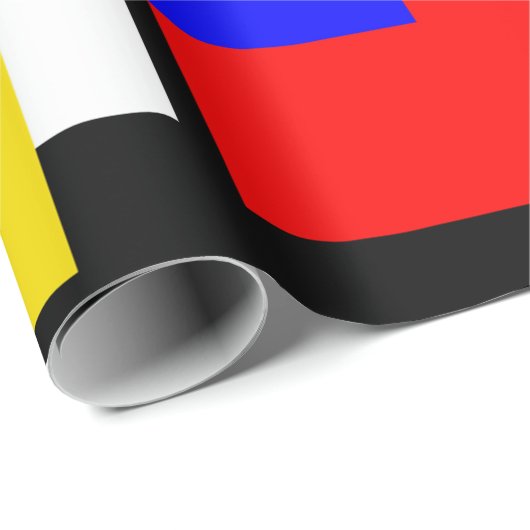Rot, Gelb, Schwarz und Blau Geschenkpapier (Rolleneckpunkt)