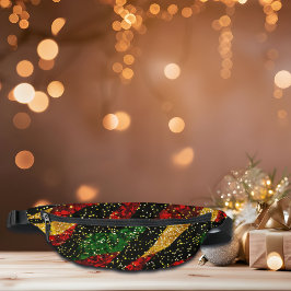 Rot-Gelb-Schwarze Wellen des festlichen Glitzer Bauchtasche