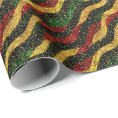 Rot-Gelb-Schwarze Wellen des festlichen Glitzer Geschenkpapier (Rolleneckpunkt)