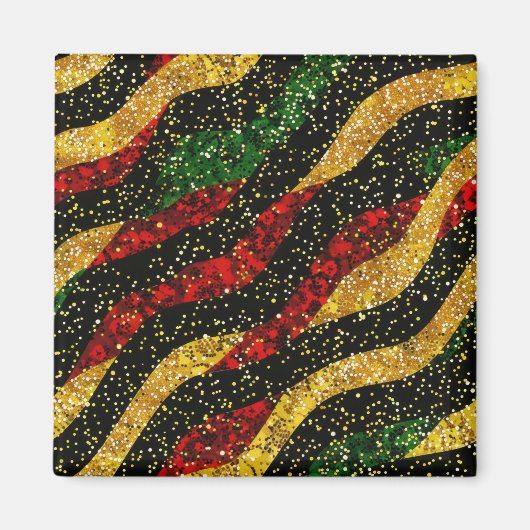 Rot-Gelb-Schwarze Wellen des festlichen Glitzer Magnet (Vorne)