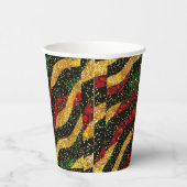 Rot-Gelb-Schwarze Wellen des festlichen Glitzer Pappbecher (Rechts)